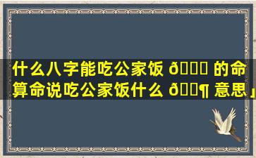 什么八字能吃公家饭 🐛 的命「算命说吃公家饭什么 🐶 意思」